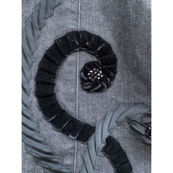 Vtg Y2K Black Swirl Velvet Embroidered Stretch Flare Jeans Pants Sz 10 Boho Goth - Picture 10 of 16